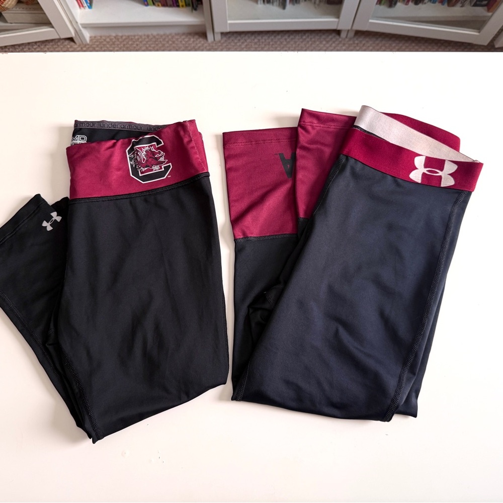Under Armour Women's South Carolina Gamecocks Cropped Leggings TWO SETS Size M